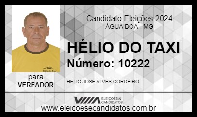 Candidato HÉLIO DO TAXI 2024 - ÁGUA BOA - Eleições