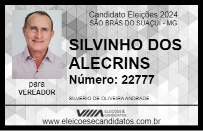 Candidato SILVINHO DOS ALECRINS 2024 - SÃO BRÁS DO SUAÇUÍ - Eleições