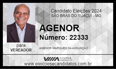 Candidato AGENOR 2024 - SÃO BRÁS DO SUAÇUÍ - Eleições