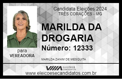 Candidato MARILDA DA DROGARIA 2024 - TRÊS CORAÇÕES - Eleições