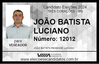 Candidato JOÃO BATISTA LUCIANO 2024 - TRÊS CORAÇÕES - Eleições