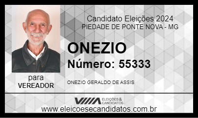 Candidato ONEZIO 2024 - PIEDADE DE PONTE NOVA - Eleições