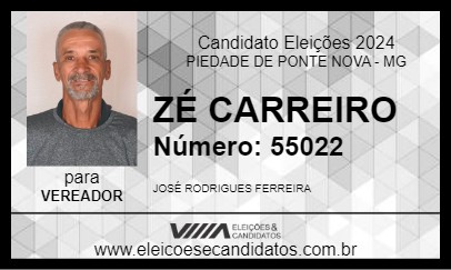 Candidato ZÉ CARREIRO 2024 - PIEDADE DE PONTE NOVA - Eleições