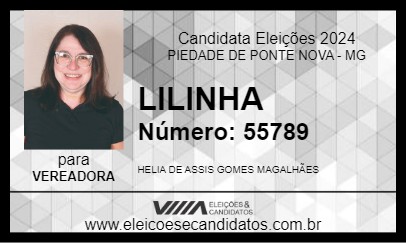 Candidato LILINHA 2024 - PIEDADE DE PONTE NOVA - Eleições