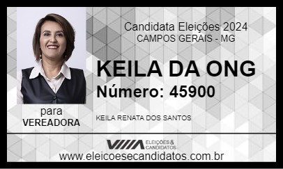 Candidato KEILA DA ONG 2024 - CAMPOS GERAIS - Eleições