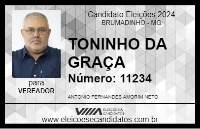 Candidato TONINHO DA GRAÇA 2024 - BRUMADINHO - Eleições