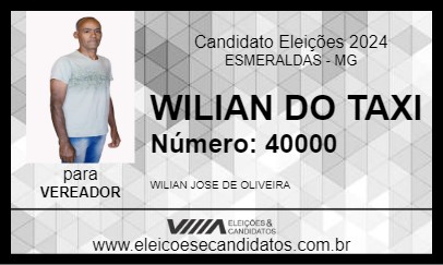 Candidato WILIAN DO TAXI 2024 - ESMERALDAS - Eleições