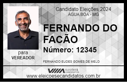 Candidato FERNANDO DO FACÃO 2024 - ÁGUA BOA - Eleições