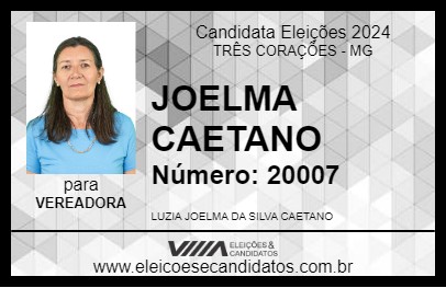 Candidato JOELMA CAETANO 2024 - TRÊS CORAÇÕES - Eleições