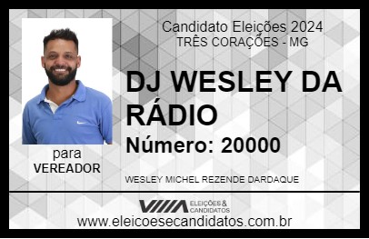 Candidato DJ WESLEY DA RÁDIO 2024 - TRÊS CORAÇÕES - Eleições