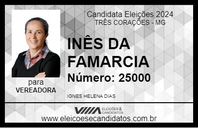 Candidato INÊS DA FAMARCIA 2024 - TRÊS CORAÇÕES - Eleições