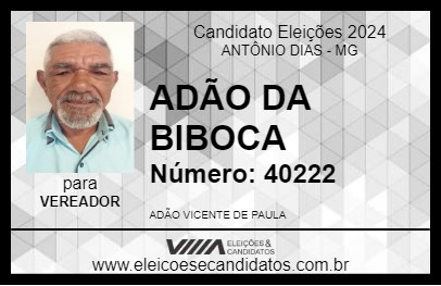 Candidato ADÃO DA BIBOCA 2024 - ANTÔNIO DIAS - Eleições