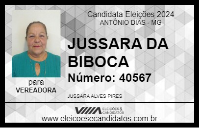 Candidato JUSSARA DA BIBOCA 2024 - ANTÔNIO DIAS - Eleições