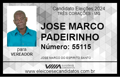 Candidato JOSE MARCO PADEIRINHO 2024 - TRÊS CORAÇÕES - Eleições