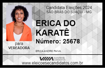 Candidato ERICA DO KARATÊ 2024 - SÃO BRÁS DO SUAÇUÍ - Eleições