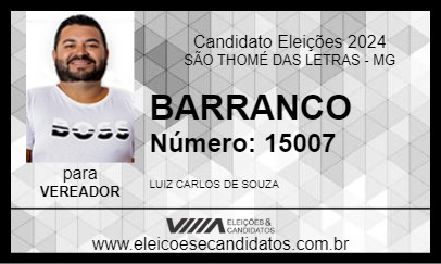 Candidato BARRANCO 2024 - SÃO THOMÉ DAS LETRAS - Eleições