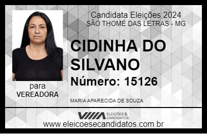 Candidato CIDINHA DO SILVANO 2024 - SÃO THOMÉ DAS LETRAS - Eleições