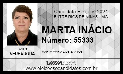 Candidato MARTA INÁCIO 2024 - ENTRE RIOS DE MINAS - Eleições