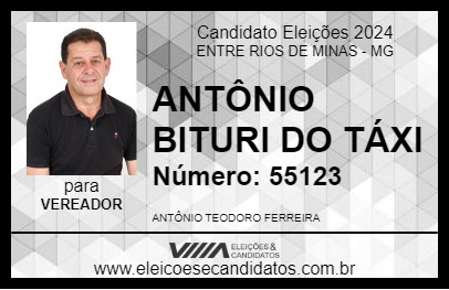 Candidato ANTÔNIO BITURI DO TÁXI 2024 - ENTRE RIOS DE MINAS - Eleições