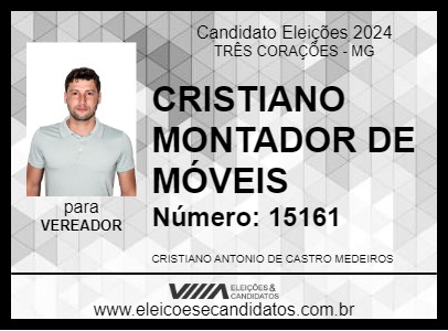 Candidato CRISTIANO MONTADOR DE MÓVEIS 2024 - TRÊS CORAÇÕES - Eleições