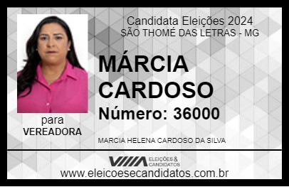 Candidato MÁRCIA CARDOSO 2024 - SÃO THOMÉ DAS LETRAS - Eleições