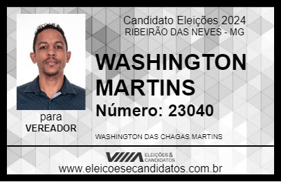 Candidato WASHINGTON MARTINS 2024 - RIBEIRÃO DAS NEVES - Eleições