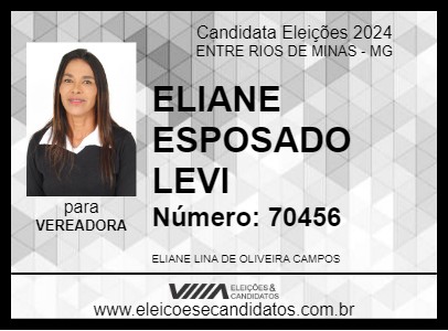 Candidato ELIANE  ESPOSADO LEVI 2024 - ENTRE RIOS DE MINAS - Eleições