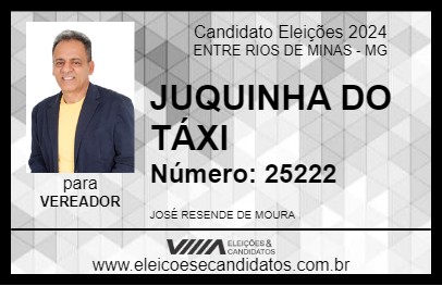 Candidato JUQUINHA DO TÁXI 2024 - ENTRE RIOS DE MINAS - Eleições