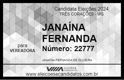 Candidato JANAÍNA FERNANDA 2024 - TRÊS CORAÇÕES - Eleições