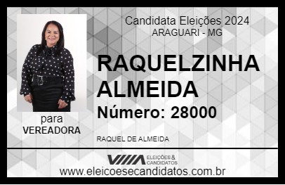 Candidato RAQUELZINHA ALMEIDA 2024 - ARAGUARI - Eleições