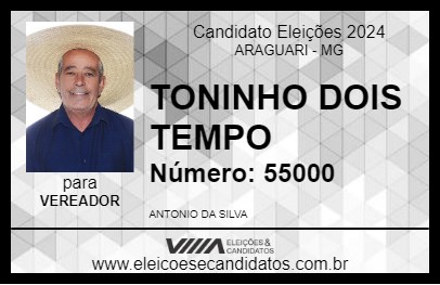 Candidato TONINHO DOIS TEMPO 2024 - ARAGUARI - Eleições