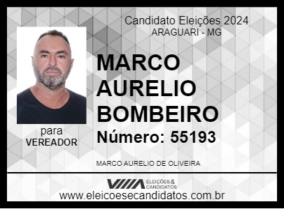 Candidato MARCO AURELIO BOMBEIRO 2024 - ARAGUARI - Eleições