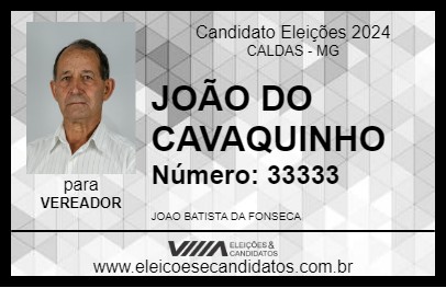 Candidato JOÃO DO CAVAQUINHO 2024 - CALDAS - Eleições