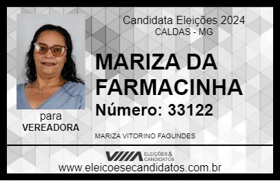 Candidato MARIZA DA FARMACINHA 2024 - CALDAS - Eleições