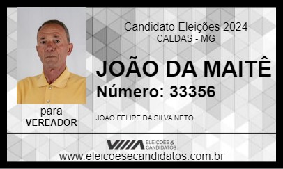 Candidato JOÃO DA MAITÊ 2024 - CALDAS - Eleições