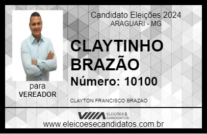 Candidato CLAYTINHO BRAZÃO 2024 - ARAGUARI - Eleições