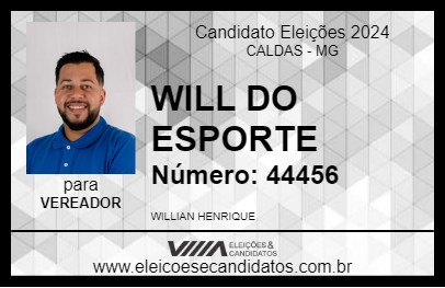 Candidato WILL DO ESPORTE 2024 - CALDAS - Eleições