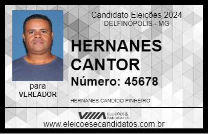 Candidato HERNANES CANTOR 2024 - DELFINÓPOLIS - Eleições