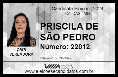 Candidato PRISCILA DE SÃO PEDRO 2024 - CALDAS - Eleições