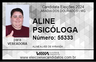 Candidato ALINE PSICÓLOGA 2024 - ABADIA DOS DOURADOS - Eleições