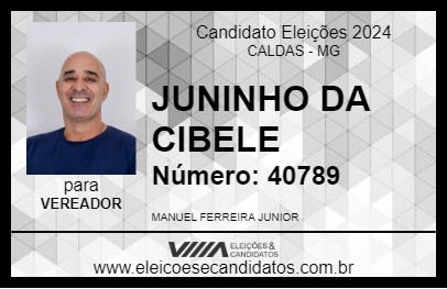 Candidato JUNINHO DA CIBELE 2024 - CALDAS - Eleições