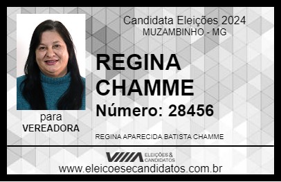 Candidato REGINA CHAMME 2024 - MUZAMBINHO - Eleições