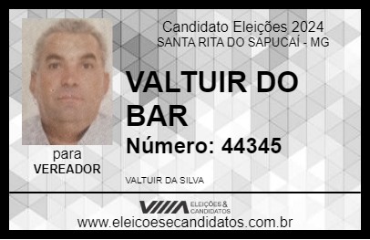 Candidato VALTUIR DO BAR 2024 - SANTA RITA DO SAPUCAÍ - Eleições