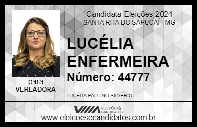 Candidato LUCÉLIA ENFERMEIRA 2024 - SANTA RITA DO SAPUCAÍ - Eleições