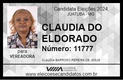 Candidato CLAUDIA DO ELDORADO 2024 - JUATUBA - Eleições