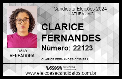 Candidato CLARICE FERNANDES 2024 - JUATUBA - Eleições