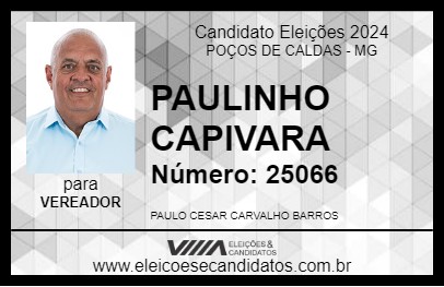 Candidato PAULINHO CAPIVARA 2024 - POÇOS DE CALDAS - Eleições