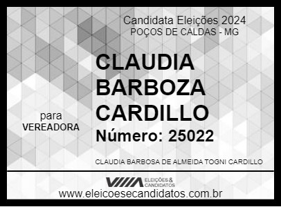 Candidato CLAUDIA BARBOZA CARDILLO 2024 - POÇOS DE CALDAS - Eleições