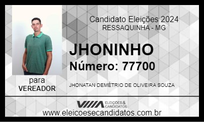 Candidato JHONINHO 2024 - RESSAQUINHA - Eleições