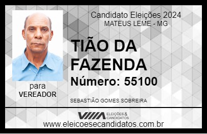 Candidato TIÃO DA FAZENDA 2024 - MATEUS LEME - Eleições